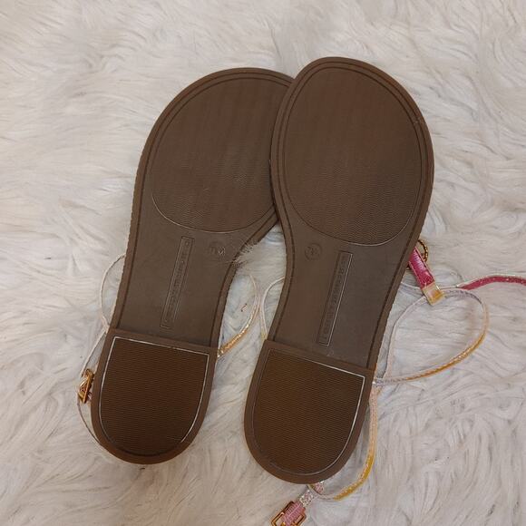 Tommy Hilfiger Iridescent Size 7.5 Pink Sandals Cushion Flats Summer Shiny - Picture 3 of 7